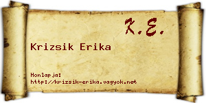 Krizsik Erika névjegykártya